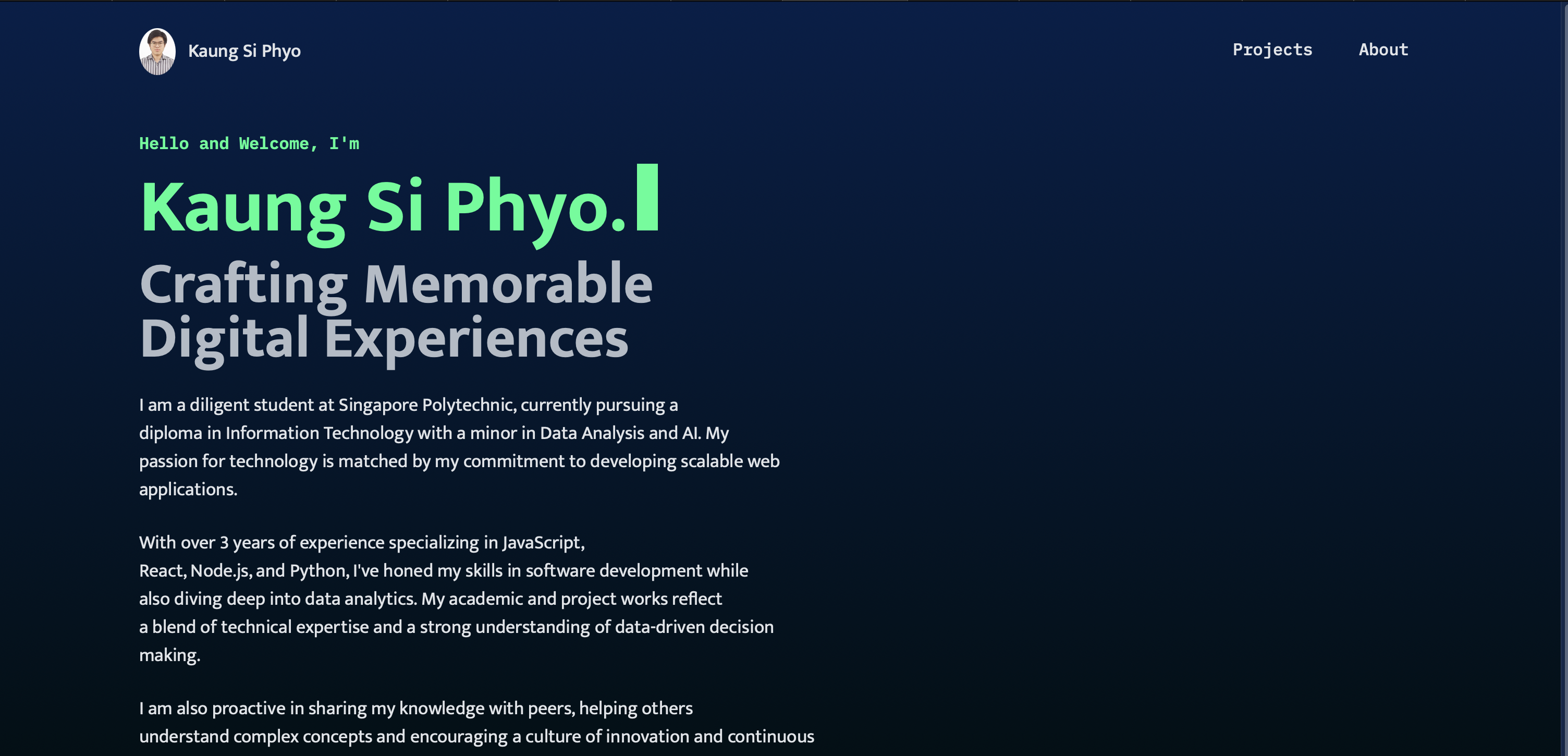 My Personal Portfolio showcase